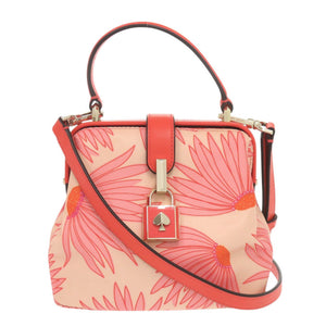 美品 ケイトスペード PXRUB217 フラワー柄 ナイロン レザー オレンジ 2way ハンドバッグ 0705【中古】Kate Spade