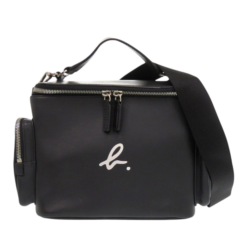 美品 アニエスベー ヴァニティ レザー ブラック 2way ショルダーバッグ 黒 0713【中古】agnes b.