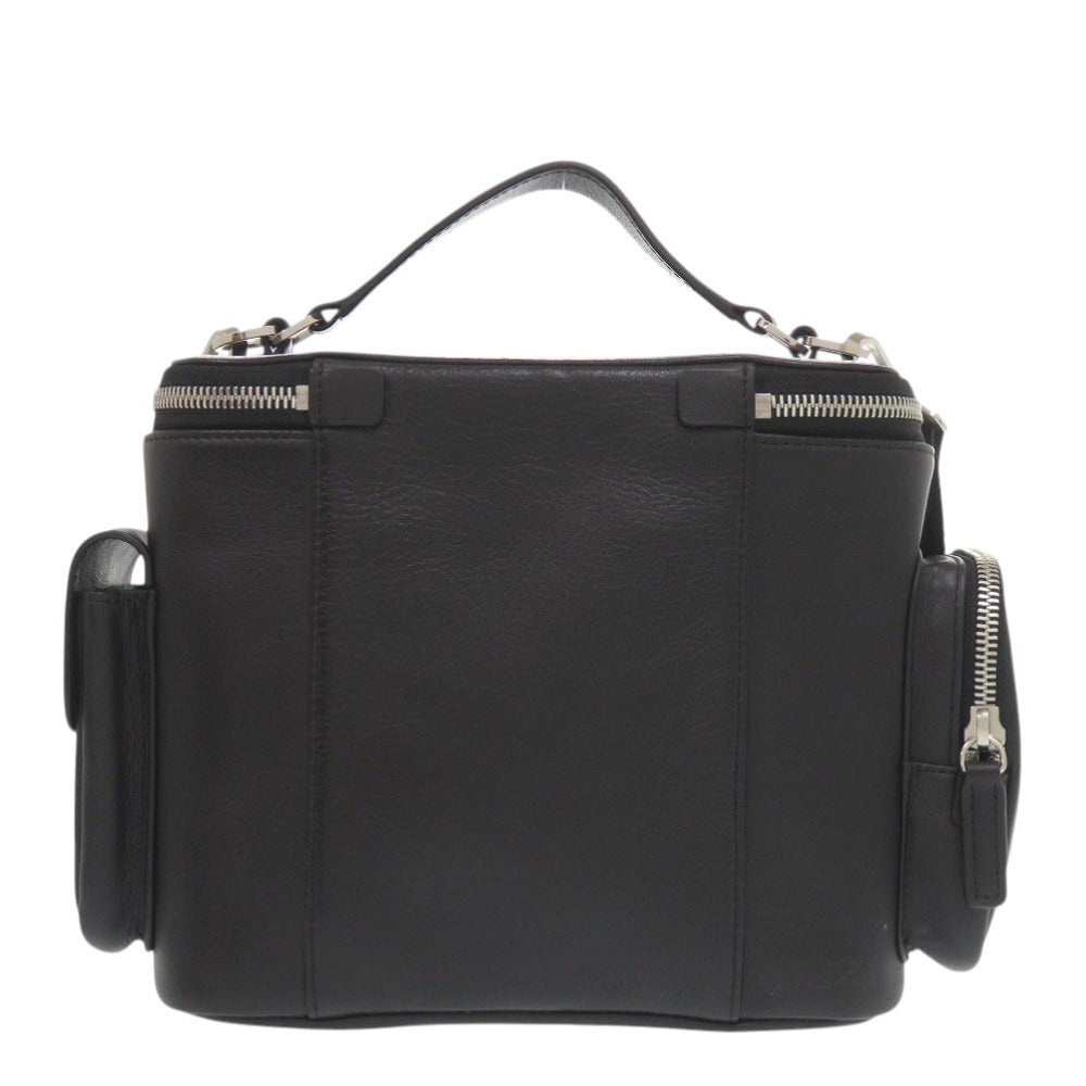 美品 アニエスベー ヴァニティ レザー ブラック 2way ショルダーバッグ 黒 0713【中古】agnes b.