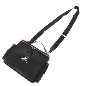 美品 アニエスベー ヴァニティ レザー ブラック 2way ショルダーバッグ 黒 0713【中古】agnes b.