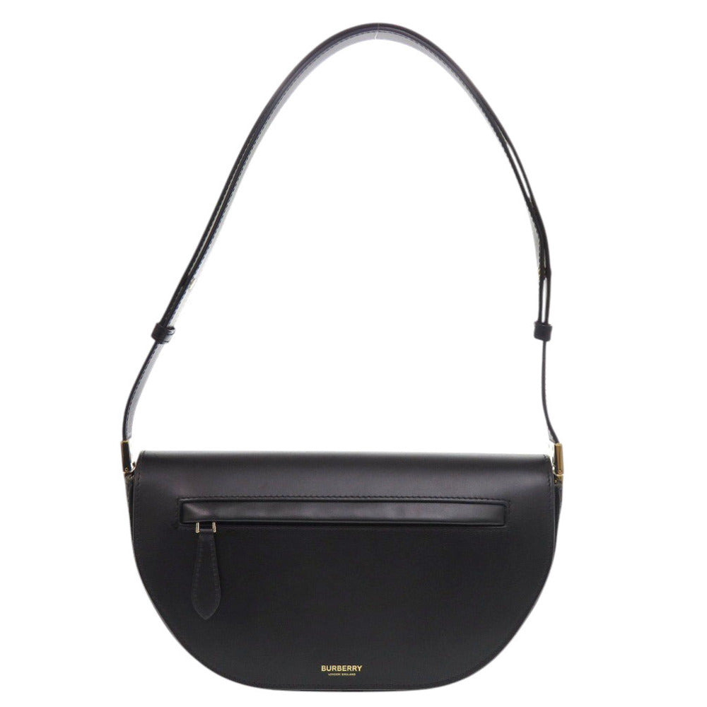 美品 バーバリー オリンピア レザー ブラック ショルダーバッグ 黒 0714【中古】BURBERRY