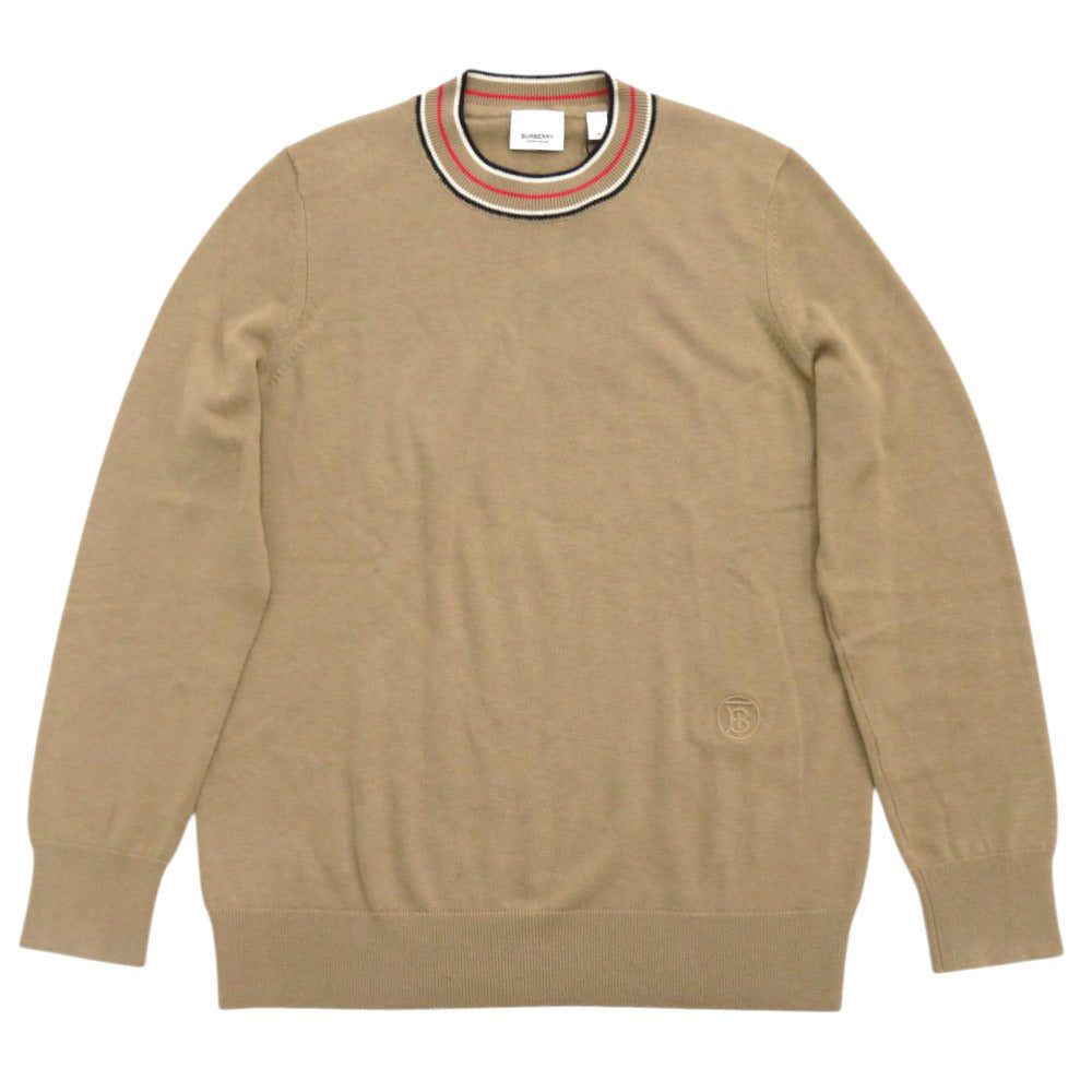 未使用品 バーバリー TBロゴ刺繍 サイズM カシミヤ ベージュ セーター ニット 長袖 0721【中古】BURBERRY