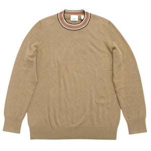 未使用品 バーバリー TBロゴ刺繍 サイズM カシミヤ ベージュ セーター ニット 長袖 0721【中古】BURBERRY