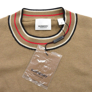 未使用品 バーバリー TBロゴ刺繍 サイズM カシミヤ ベージュ セーター ニット 長袖 0721【中古】BURBERRY