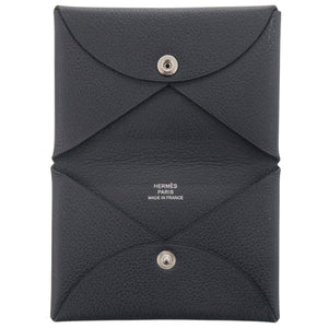 エルメス カルヴィ エバーカラー ブルーニュイ シルバー金具 Y刻印(2020年製) カードケース 財布 0730【中古】HERMES