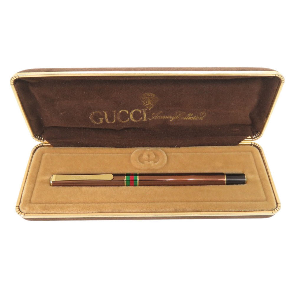 美品 グッチ ヴィンテージ シェリーライン ブラウン 万年筆 0733【中古】GUCCI