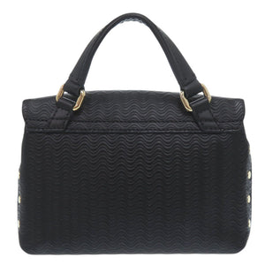 新品同様 ザネラート ポスティーナ デイリー ベビー POSTINA DAILY BABY 波型エンボス 2way ショルダーバッグ 40263678 シルバー金具 レザー ブラック 黒 ハンドバッグ 0774【中古】ZANELLATO