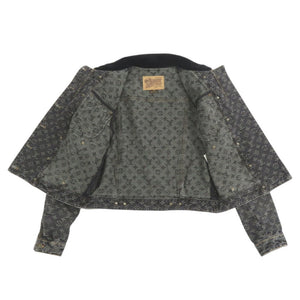 美品 ルイ ヴィトン モノグラム デニム コットン ブラック セットアップ ジャケット スカート LV 0887【中古】LOUIS VUITTON