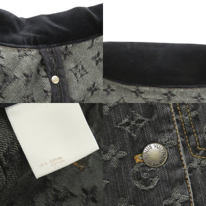 美品 ルイ ヴィトン モノグラム デニム コットン ブラック セットアップ ジャケット スカート LV 0887【中古】LOUIS VUITTON