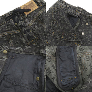美品 ルイ ヴィトン モノグラム デニム コットン ブラック セットアップ ジャケット スカート LV 0887【中古】LOUIS VUITTON