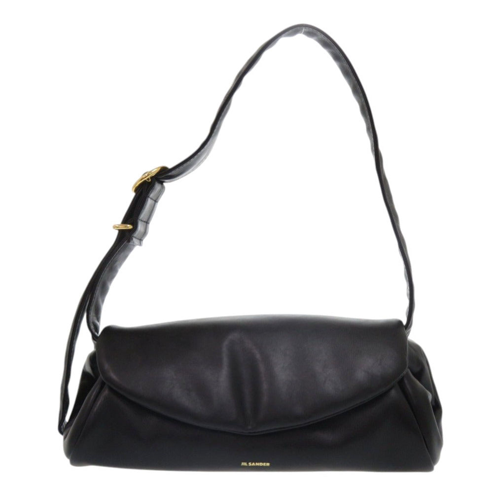 美品 ジルサンダー Cannolo カンノーロ スモール レザー ブラック ハンドバッグ 黒 ショルダーバッグ 0913【中古】JIL SANDER