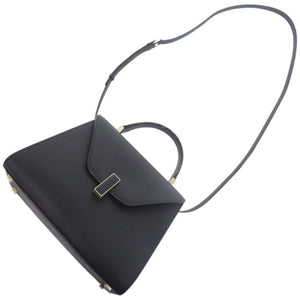 新品同様 ヴァレクストラ ミディアム イジィデ N627054 レザー ネイビー 紺 ハンドバッグ 0921【中古】Valextra