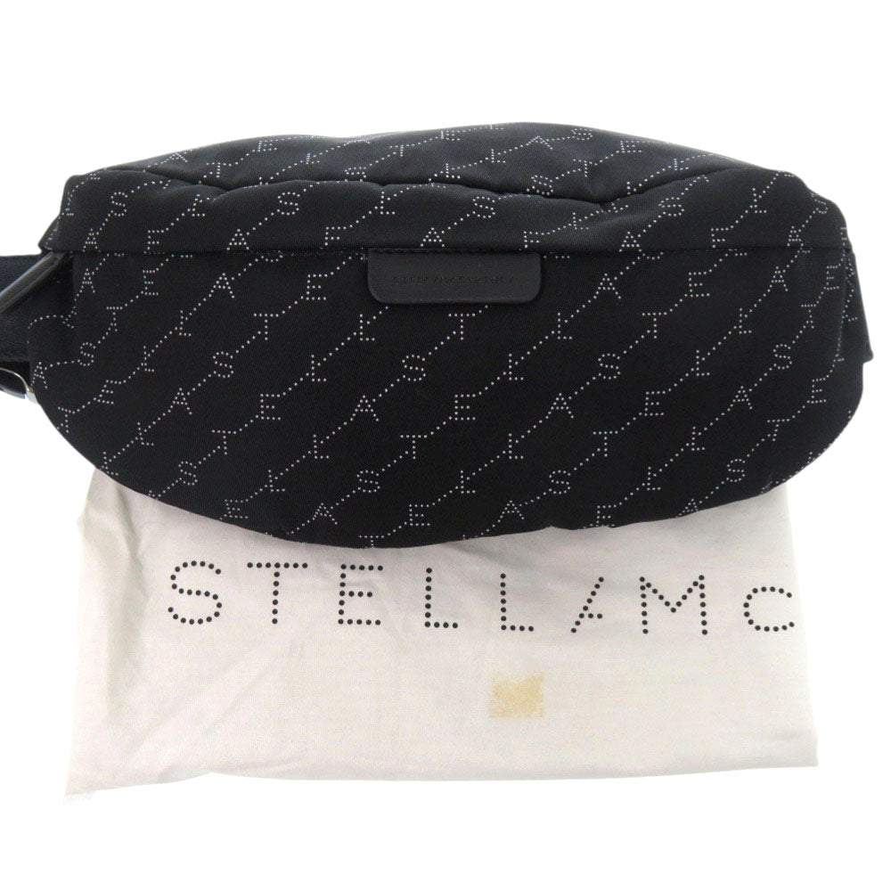 美品 ステラマッカートニー バムバッグ ファラベラ ロゴベルト 570173 W8538 シルバー金具 ナイロン コットン エコレザー ブラック ホワイト 黒 ボディバッグ メッセンジャーバッグ 0961【中古】Stella McCartney