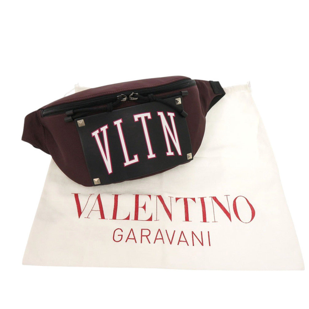 新品同様 ヴァレンティノ ガラヴァーニ VLTN スタッズ 2Y2B094LEK ナイロン ボルドー ボディバッグ ベルトバッグ 0986【中古】Valentino Garavani