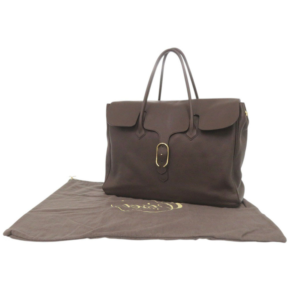 美品 シセイ 981/LD レザー ブラウン フラップトートバッグ 茶 0990【中古】Cisei