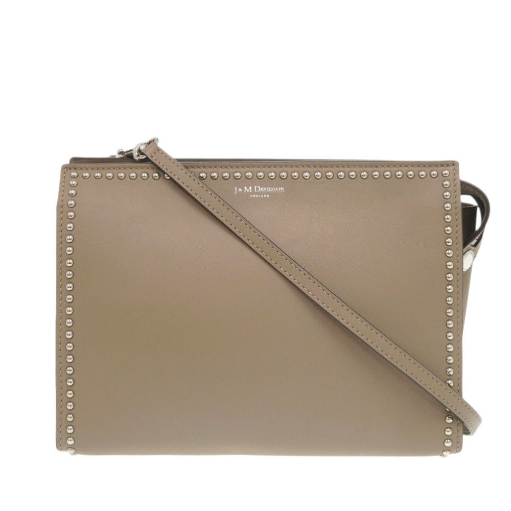 美品 ジェイアンドエムデヴィッドソン ELLE エル スタッズ レザー グレージュ ショルダーバッグ 0999【中古】J&M Davidson
