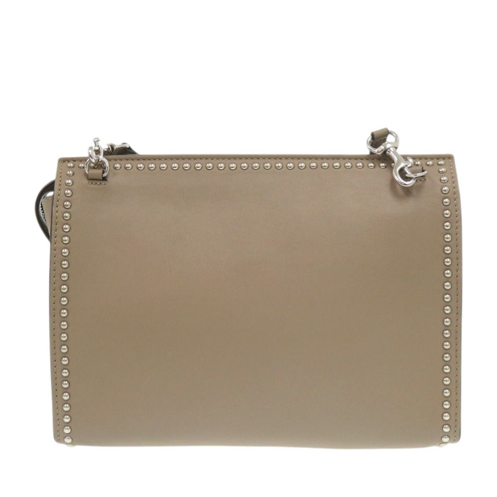 美品 ジェイアンドエムデヴィッドソン ELLE エル スタッズ レザー グレージュ ショルダーバッグ 0999【中古】J&M Davidson