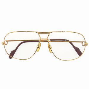 美品 カルティエ トリニティ ツーブリッジ メタル ゴールド 眼鏡 1018【中古】CARTIER メンズ