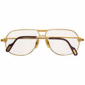 美品 カルティエ トリニティ ツーブリッジ メタル ゴールド 眼鏡 1018【中古】CARTIER メンズ