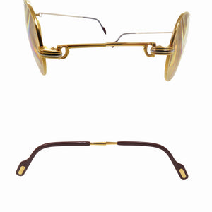 美品 カルティエ トリニティ ツーブリッジ メタル ゴールド 眼鏡 1018【中古】CARTIER メンズ