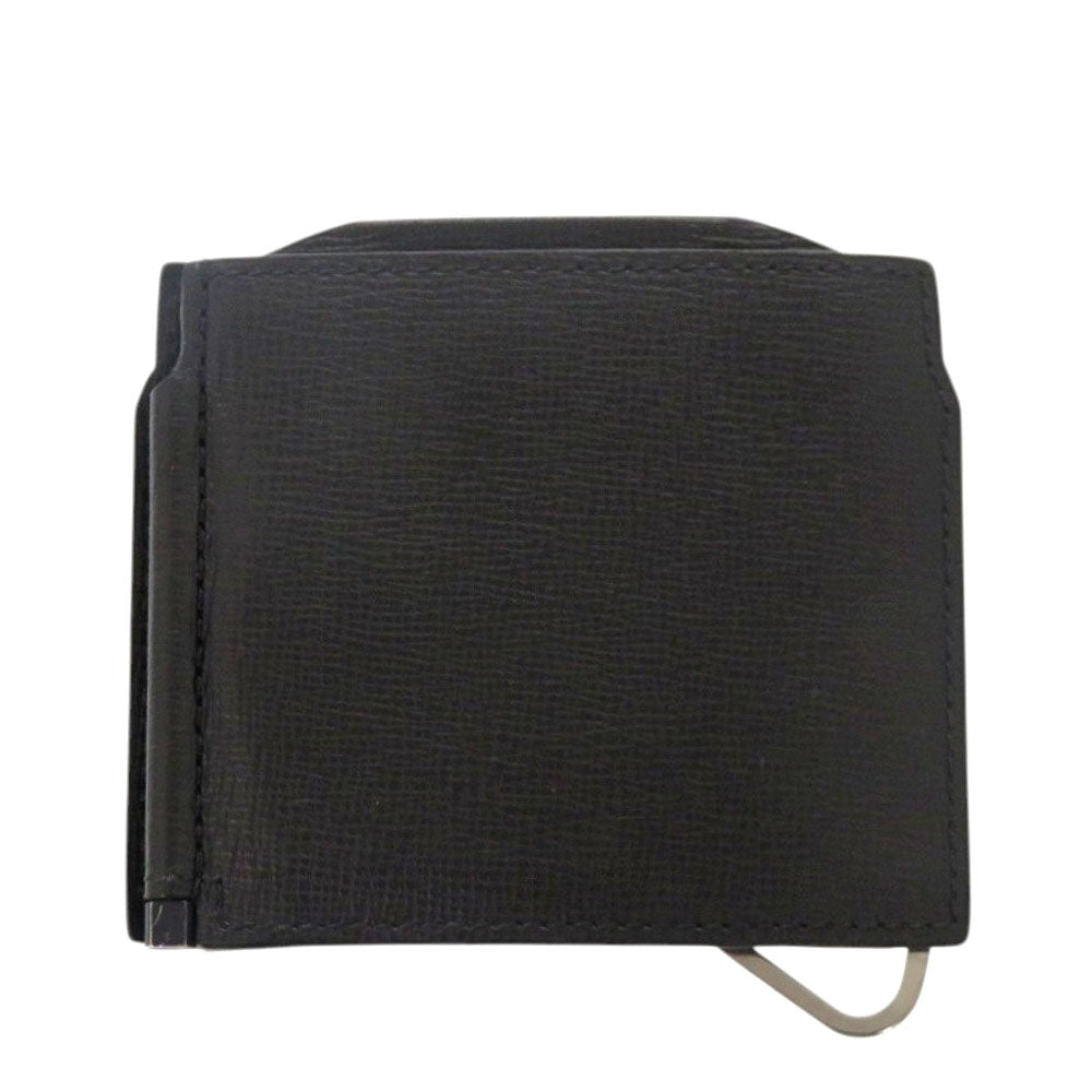 美品 ヴァレクストラ マネークリップ V0L54 レザー ブラック 三つ折り財布 黒 1033【中古】Valextra