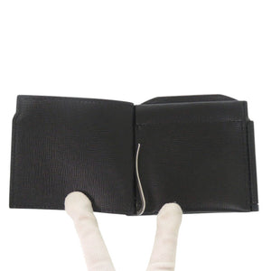 美品 ヴァレクストラ マネークリップ V0L54 レザー ブラック 三つ折り財布 黒 1033【中古】Valextra