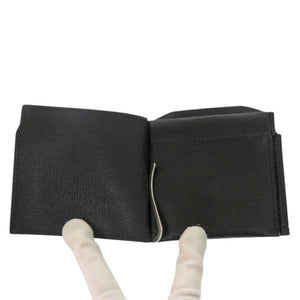 美品 ヴァレクストラ マネークリップ V0L54 レザー ブラック 三つ折り財布 黒 1033【中古】Valextra