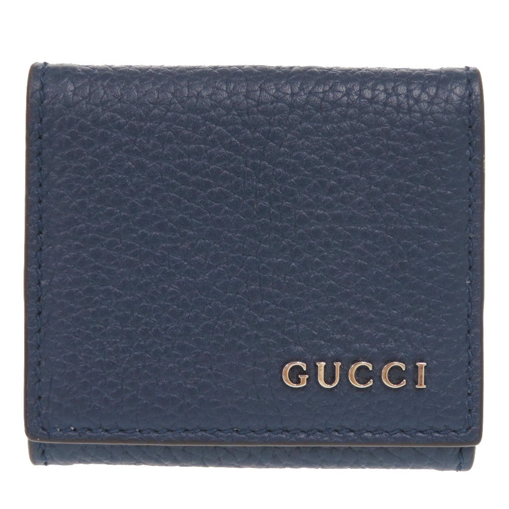 美品 グッチ ロゴ 771160 レザー ブルー コインケース 青 1034【中古】GUCCI