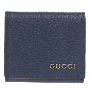美品 グッチ ロゴ 771160 レザー ブルー コインケース 青 1034【中古】GUCCI