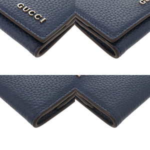 美品 グッチ ロゴ 771160 レザー ブルー コインケース 青 1034【中古】GUCCI