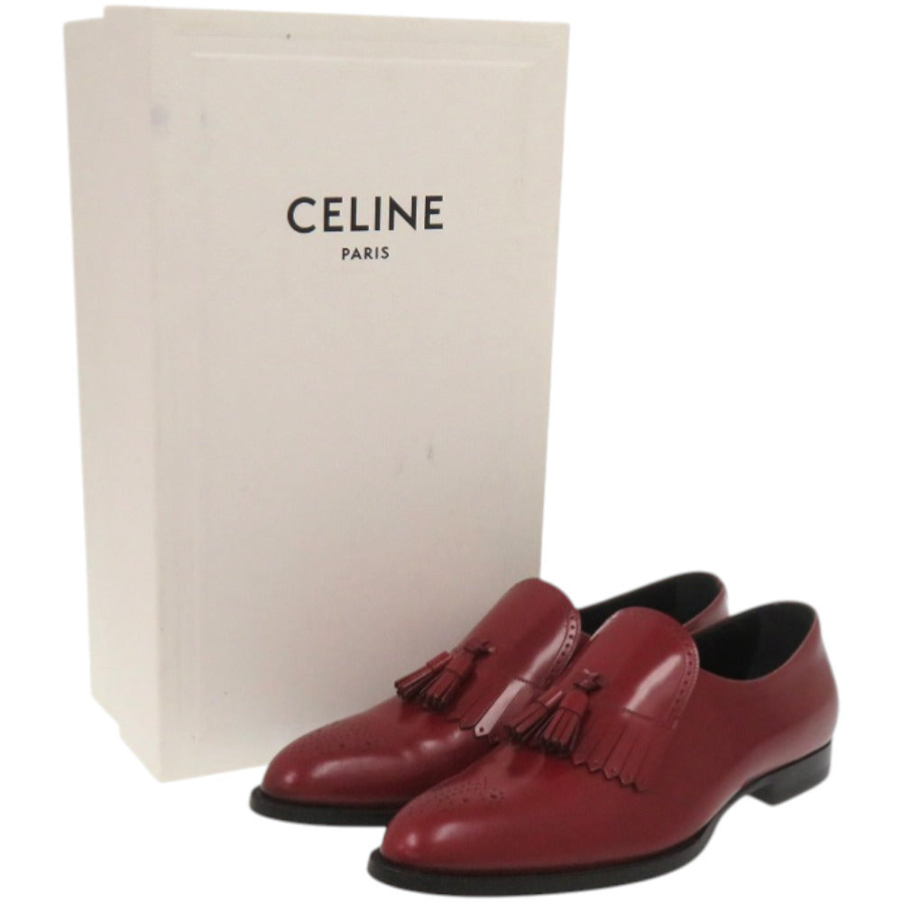 新品同様 セリーヌ ローファー タッセル レザー レッド 赤 靴 1044【中古】CELINE