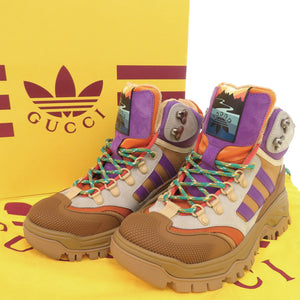 未使用 グッチ × アディダス adidas 721394 サイズ37 1/2 キャンバス ラバー マルチカラー トレッキングシューズ ショートブーツ 1072【中古】GUCCI