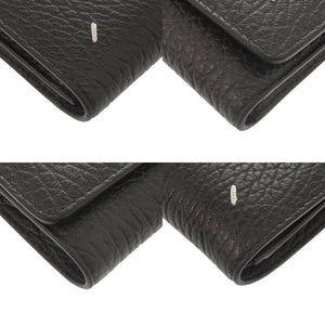 新品同様 メゾン マルジェラ 4ステッチ レザー ブラック 三つ折り財布 黒 1075【中古】Maison Margiela