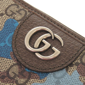 新品同様 グッチ GG カモフラージュ柄 834694 ブルー ベージュ ラウンドファスナー 長財布 1084【中古】GUCCI
