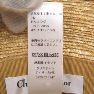 美品 クリスチャンディオール DIORESORT ディオリゾート 麦わら帽子 ストローハット 11DRT952G180 サイズ57 天然草木 コットン ベージュ ピンク 1089【中古】Christian Dior
