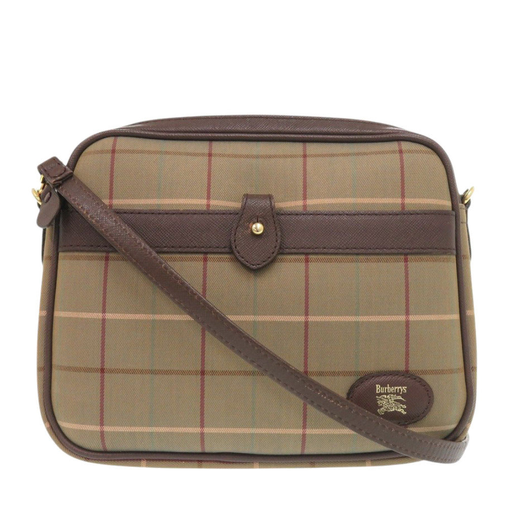 バーバリー チェック ナイロン カーキ ブラウン ショルダーバッグ 1091【中古】BURBERRY