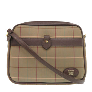 バーバリー チェック ナイロン カーキ ブラウン ショルダーバッグ 1091【中古】BURBERRY
