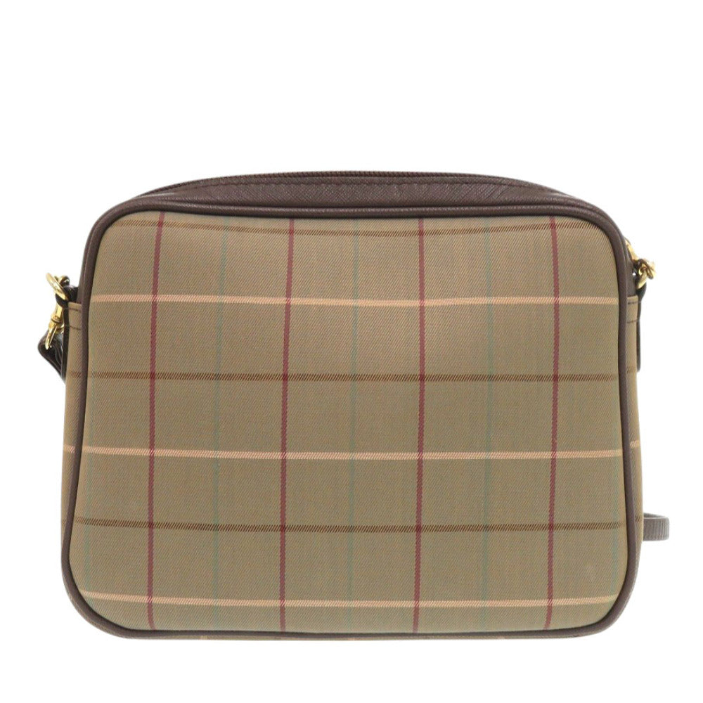 バーバリー チェック ナイロン カーキ ブラウン ショルダーバッグ 1091【中古】BURBERRY