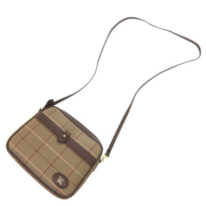 バーバリー チェック ナイロン カーキ ブラウン ショルダーバッグ 1091【中古】BURBERRY