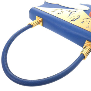 エルメス 1994年限定 太陽 雲 クシュベル ブルーフランス ゴールド金具 〇X刻印(1994年製) ハンドバッグ 青 1102【中古】HERMES