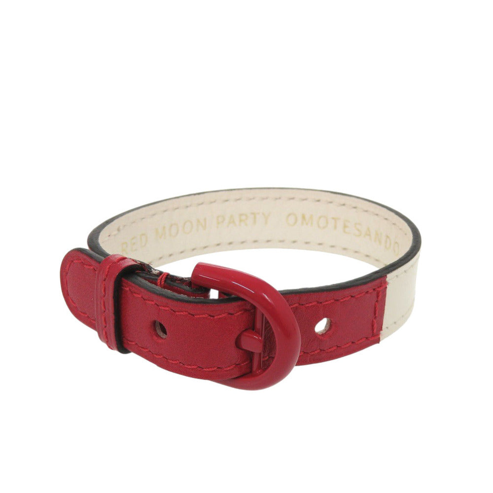 美品 デルボー RED MOON PARTY 限定 レザー ホワイト レッド ブレスレット 白 赤 1117【中古】DELVAUX