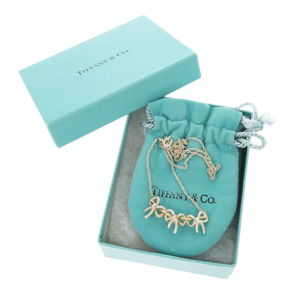 美品 ティファニー トリプルリボン シルバー925 K18YG 750YG ネックレス シルバー イエローゴールド 1141【中古】TIFFANY&Co.