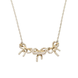 美品 ティファニー トリプルリボン シルバー925 K18YG 750YG ネックレス シルバー イエローゴールド 1141【中古】TIFFANY&Co.