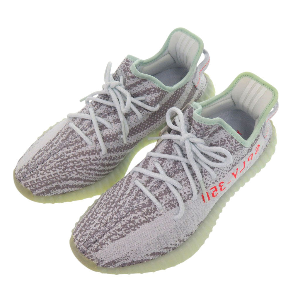 未使用品 アディダス オリジナルス イージーブースト YEEZY BOOST 350 V2 B37571 27cm 合成繊維 ゴム ブルーティント BLUE TINT グレー レッド スニーカー 靴 1172【中古】adidas メンズ