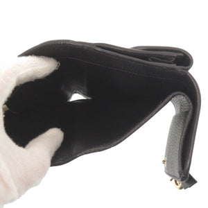 美品 クロエ アルファベット スモールトリフォールドコンパクトウォレット CHC17AP945H9Q ゴールド金具 グレインレザー ブラック 黒 三つ折り財布 1193【中古】Chloe