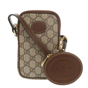 新品同様 グッチ インターロッキングG ミニショルダーバッグ 700959 GGスプリーム ブラウン 1197【中古】GUCCI