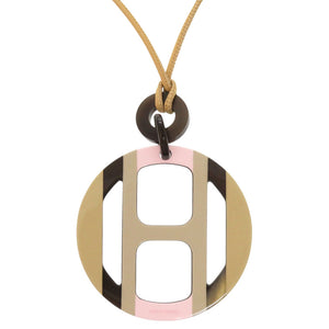 美品 エルメス Hエキップ バッファローホーン ベージュ ピンク ブラック ネックレス アクセサリー 1201 【中古】 HERMES