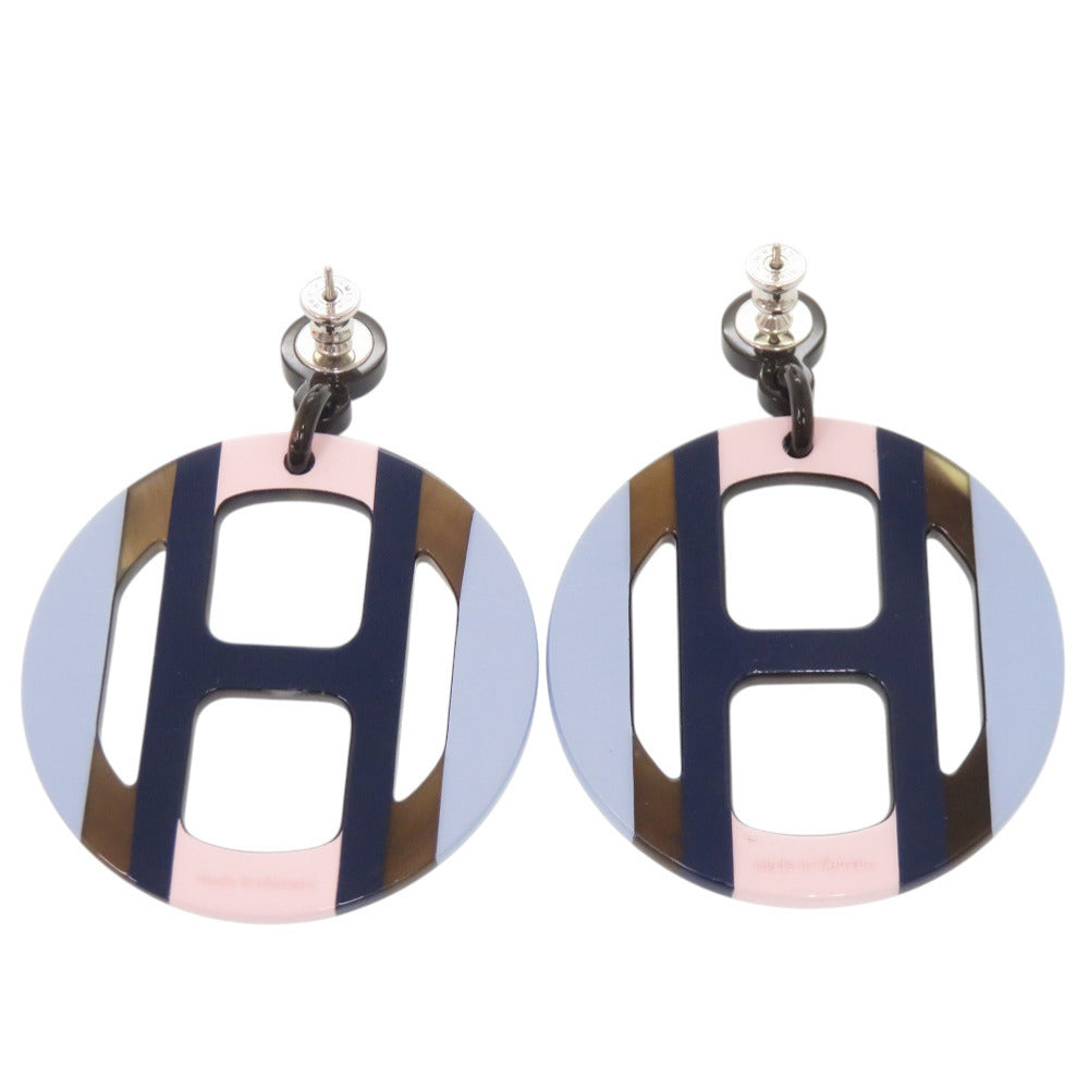 美品 エルメス Ｈエキップ バッファローホーン ラッカー エキューム ピアス アクセサリー 1202 【中古】 HERMES