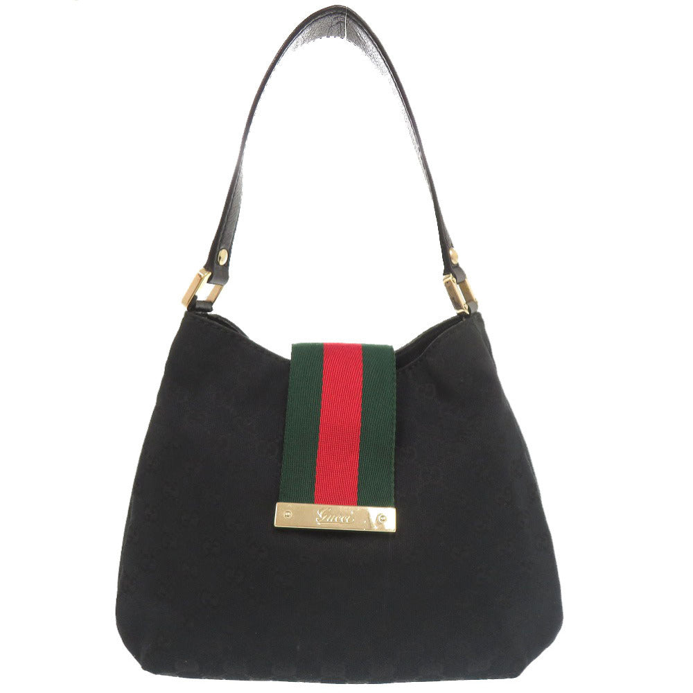 グッチ GGキャンバス レザー 211934 ブラック ホーボー ショルダーバッグ 黒 11205【中古】GUCCI