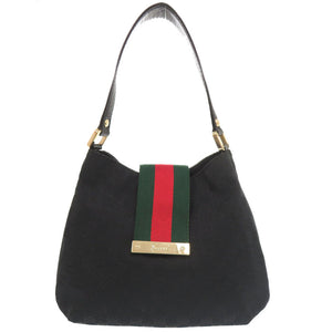 グッチ GGキャンバス レザー 211934 ブラック ホーボー ショルダーバッグ 黒 11205【中古】GUCCI